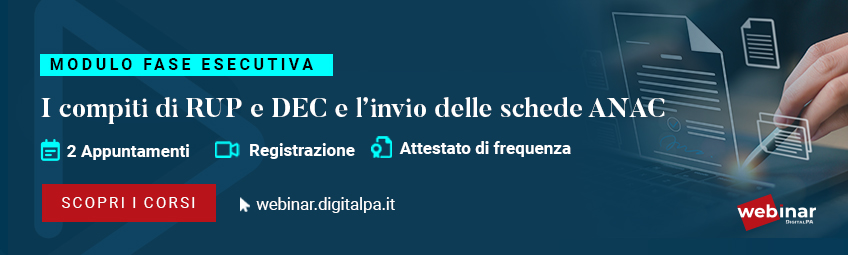 Modulo fase esecutiva: percorso in 2 webinar per RUP e DEC