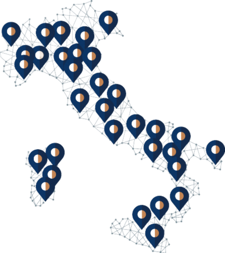 Cartina Italia con indicatori geolocalizzati dei maggiori clienti Acquisti Telematici
