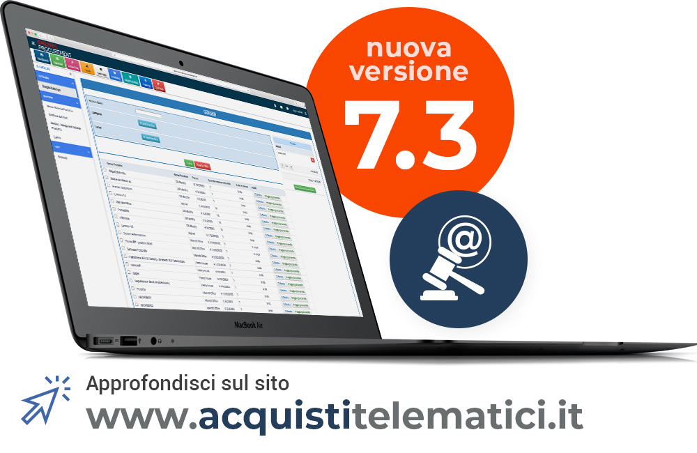 screen catalogo elettronico acquisti telematici 7.3 su laptop